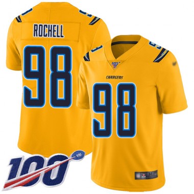 Los Angeles Chargers NFL Football Isaac Rochell Gold Jersey Men Limited 98 100th Season Inverted Legend